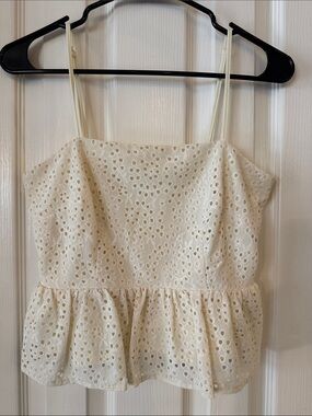 a new day Yellow Eyelet Cami with Smocked Back